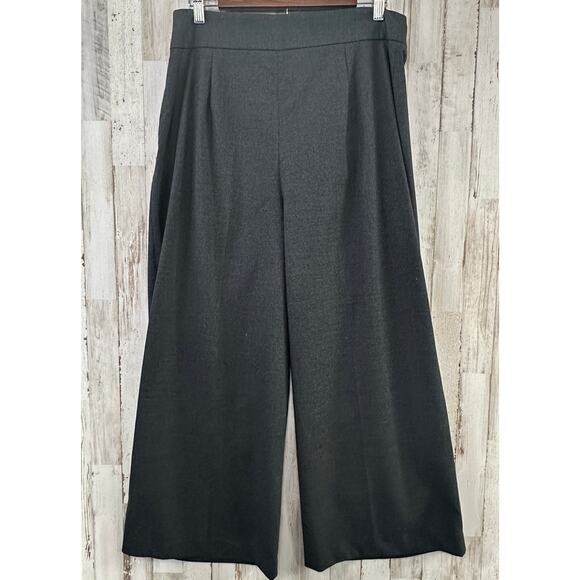 NWT Zara Wide Leg Pants XL Gray Side Zipper Cropped Minimalist Preppy Academia - Picture 2 of 9